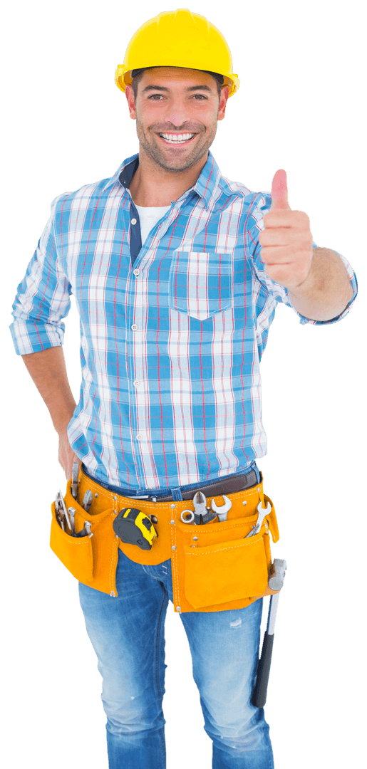 Transparent Smiling Construction Worker Giving Thumbs Up