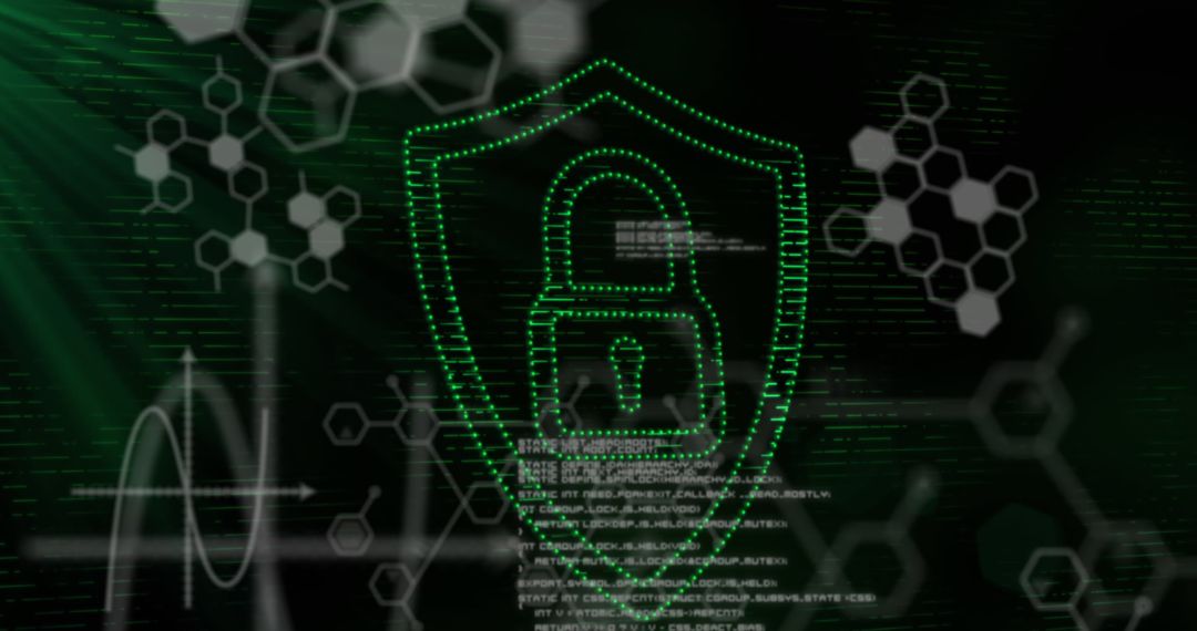 Green Digital Padlock Representing Cyber Security