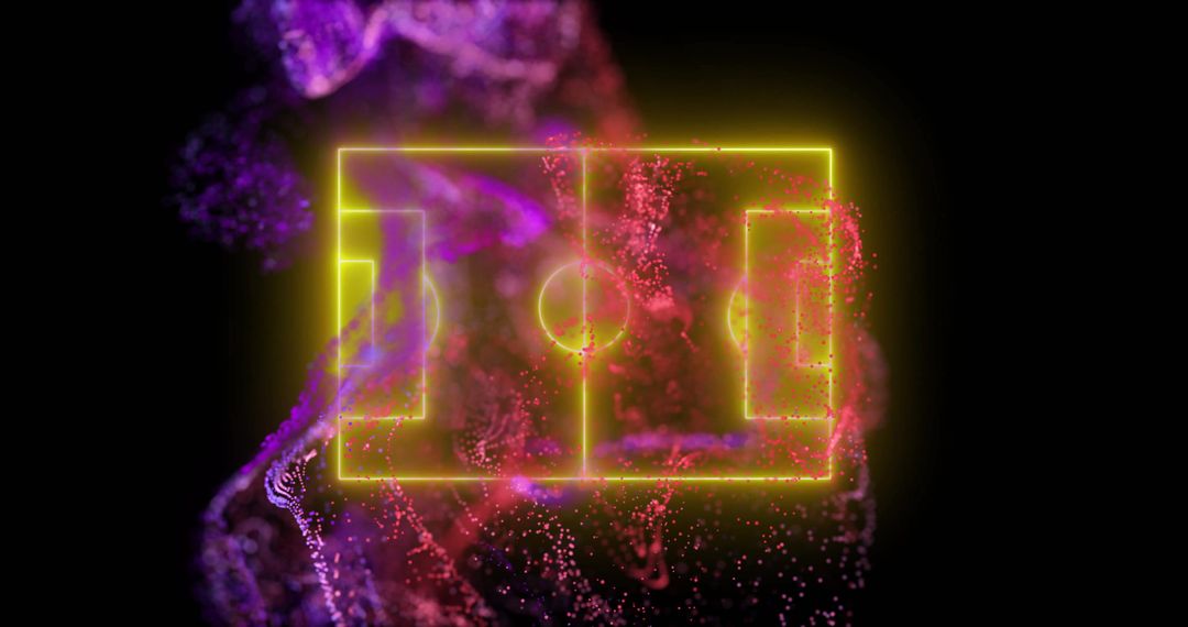 Neon Soccer Field on Vibrant Abstract Motion Background