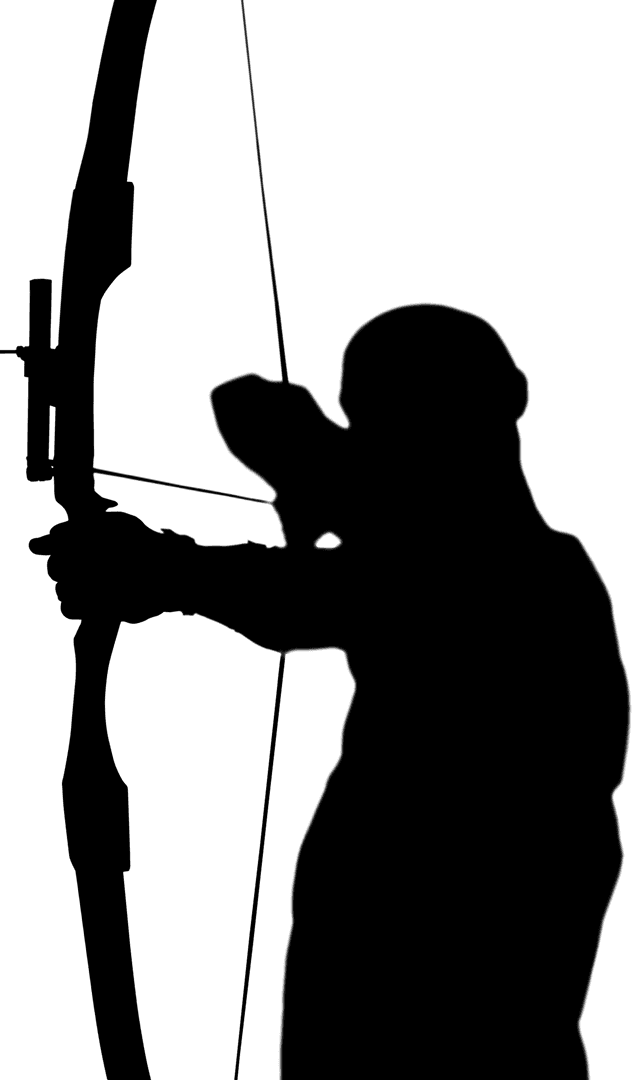 Silhouette of Archer Shooting Bow Transparent Background