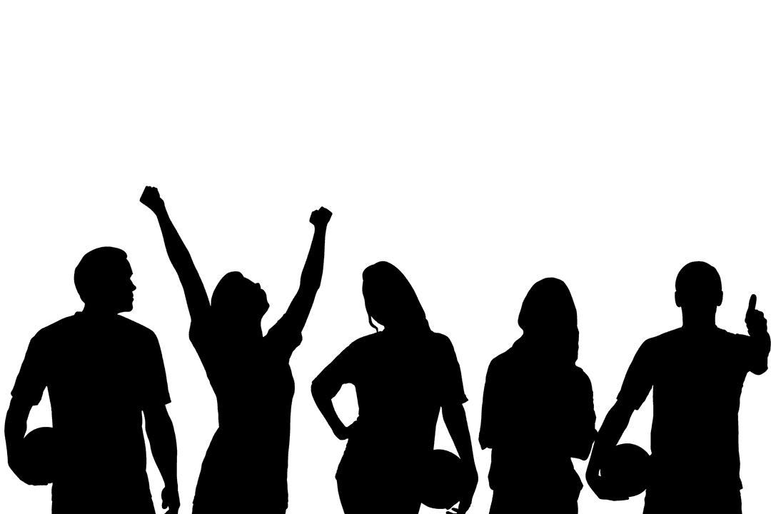 Silhouette of Athletes with Balls on Transparent Background