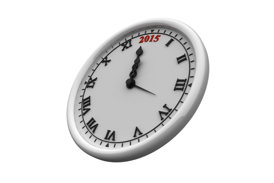 Long Shadow Vintage Style Clock Displaying Year 2015 on Transparent Background - Download Free Stock Images Pikwizard.com