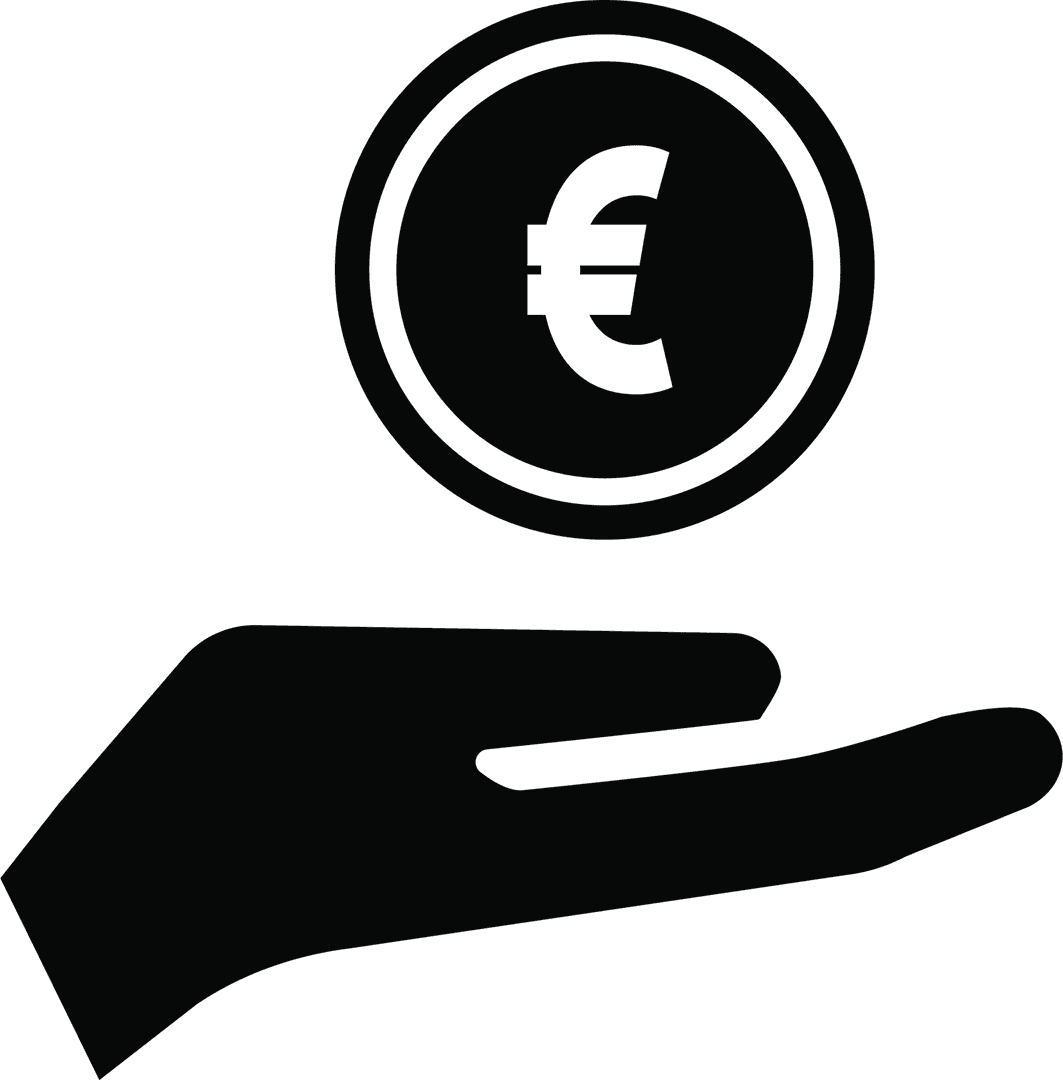 Hand Holding Euro Coin PNG on Transparent Background