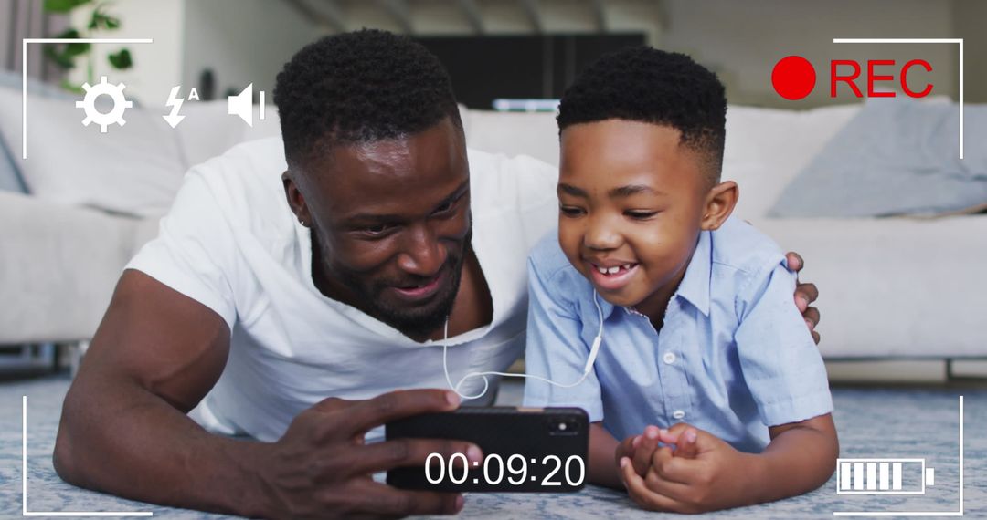 Father and Son Enjoying Quality Time Recording Video