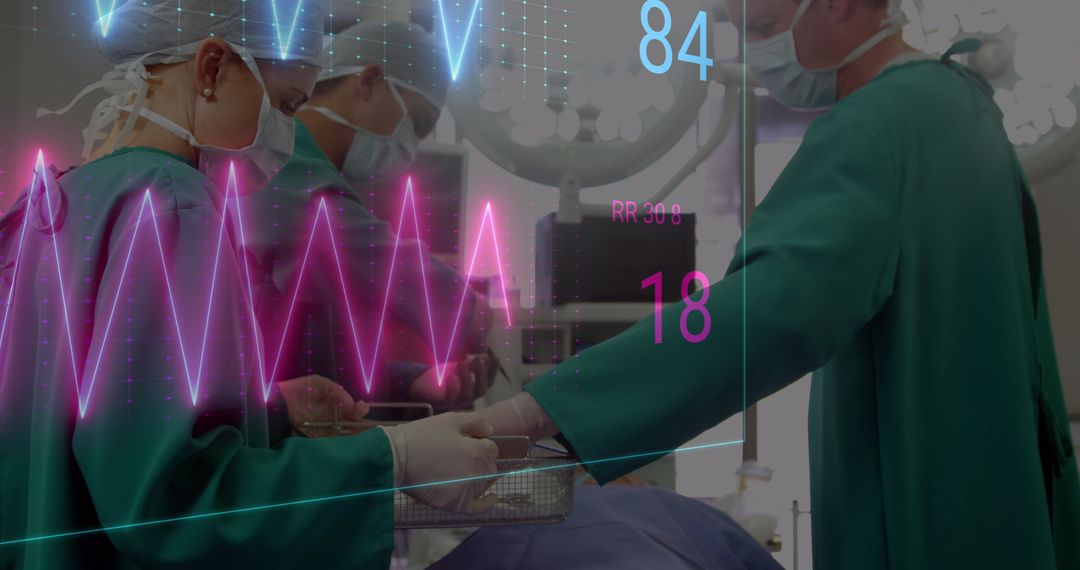 Surgeons Performing Medical Operation with Digital Data Overlay