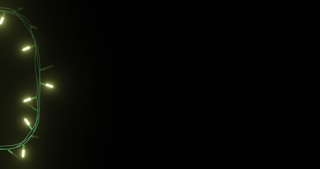 Christmas String Lights Against Black with Copy Space