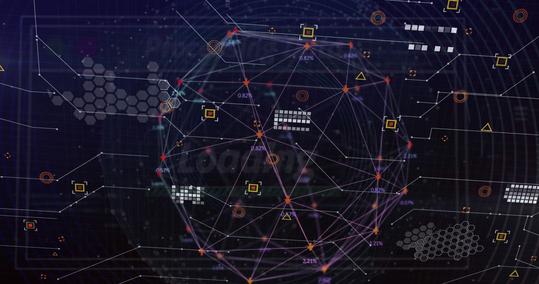 Abstract Digital Network Sphere with Technology Icons