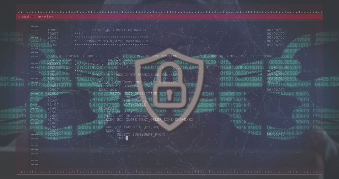Cybersecurity concepts with digital data interface