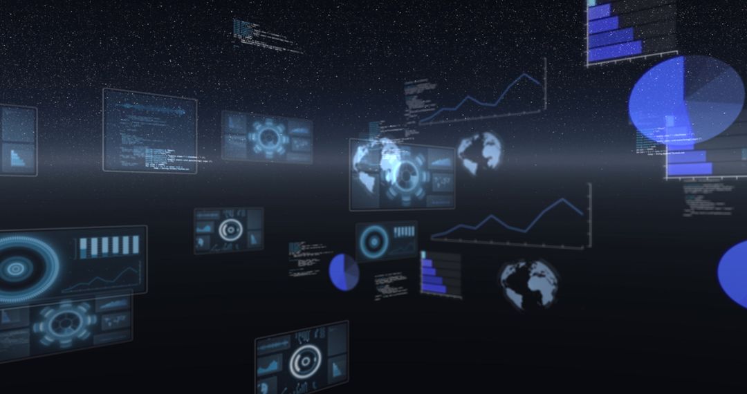 Futuristic Digital Data Processing and Global Network Visuals