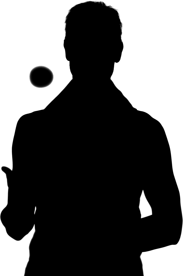 Transparent Silhouette of Man Playing with Ball