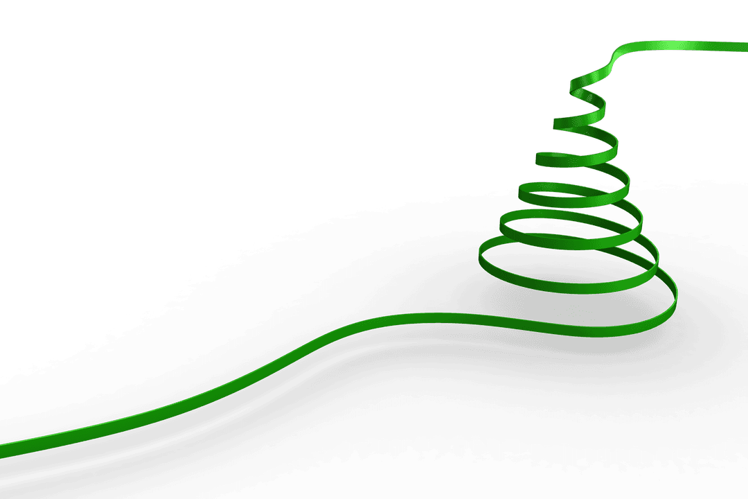 Spiral Green Christmas Tree on Transparent Background