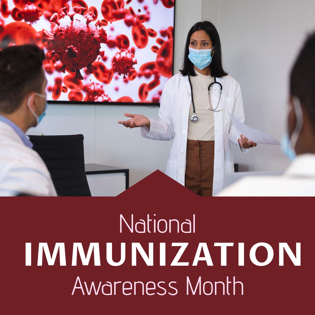 National Immunization Awareness Month Doctor Giving Presentation - Download Free Stock Templates Pikwizard.com