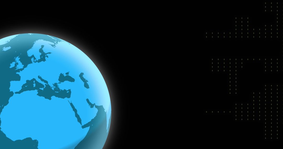 Blue Globe Illustrating Worldwide Digital Interface Concept