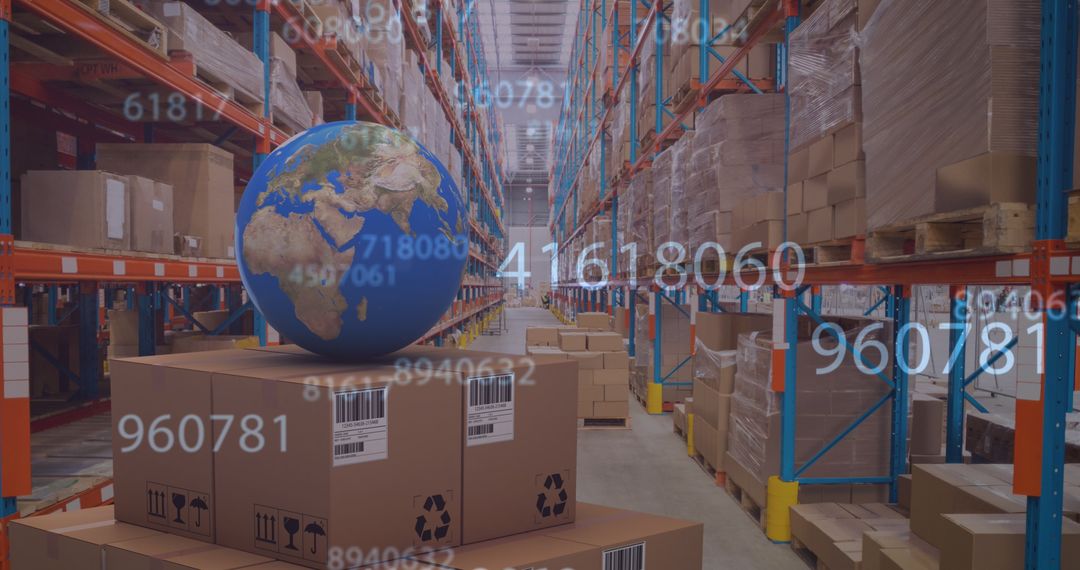 Global Shipping Logistics in Modern Warehouse with Digital Integration