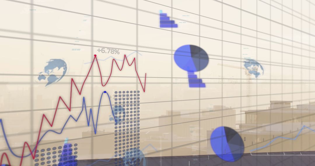 Data Processing Graphic Over Modern Cityscape
