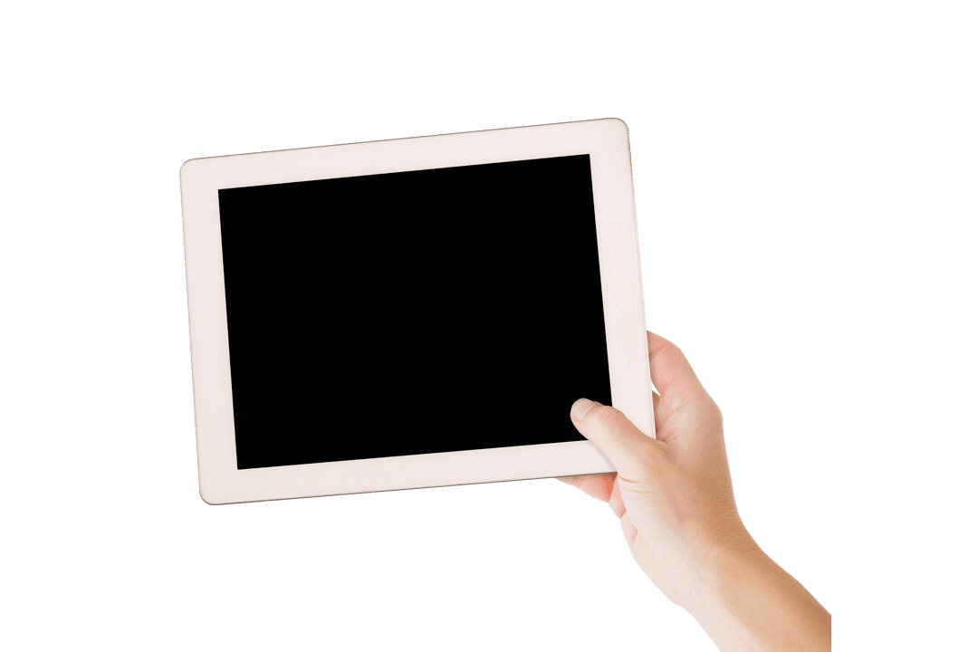 Hand Holding Tablet on Transparent Background for Versatile Use