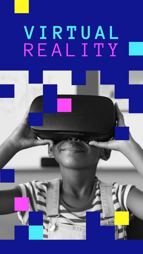 African American Child Immersed in Virtual Reality Exploration