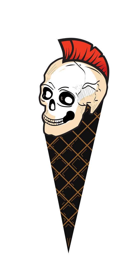 Punk Skull Ice Cream Cone on Transparent Background
