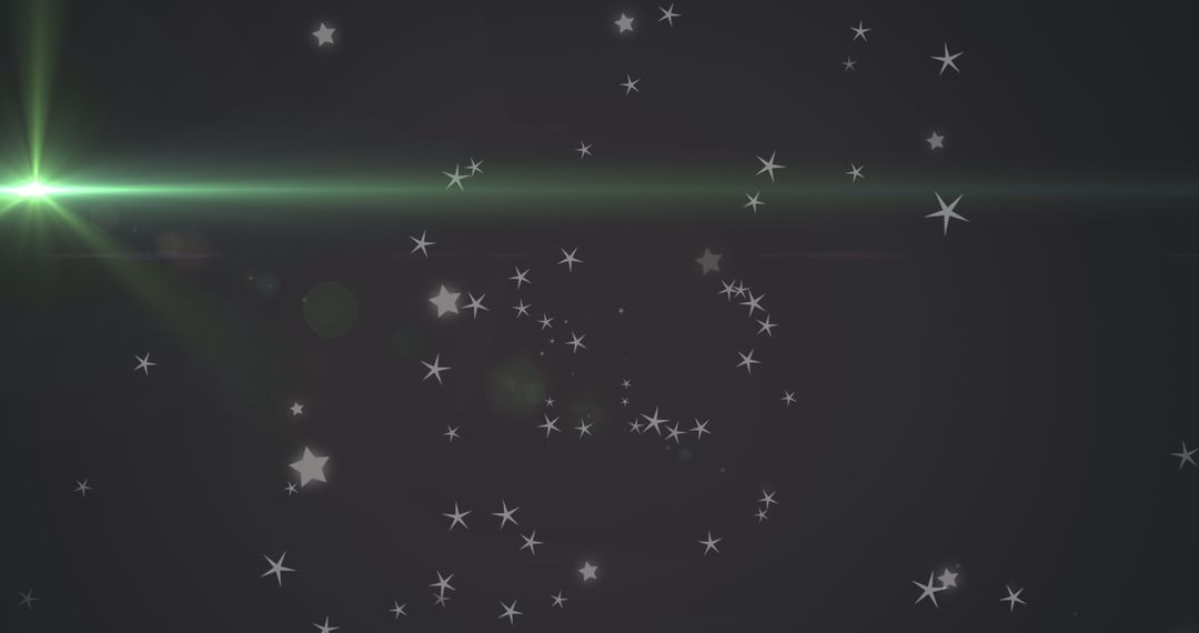 Glowing Green Light on Distant Starry Background