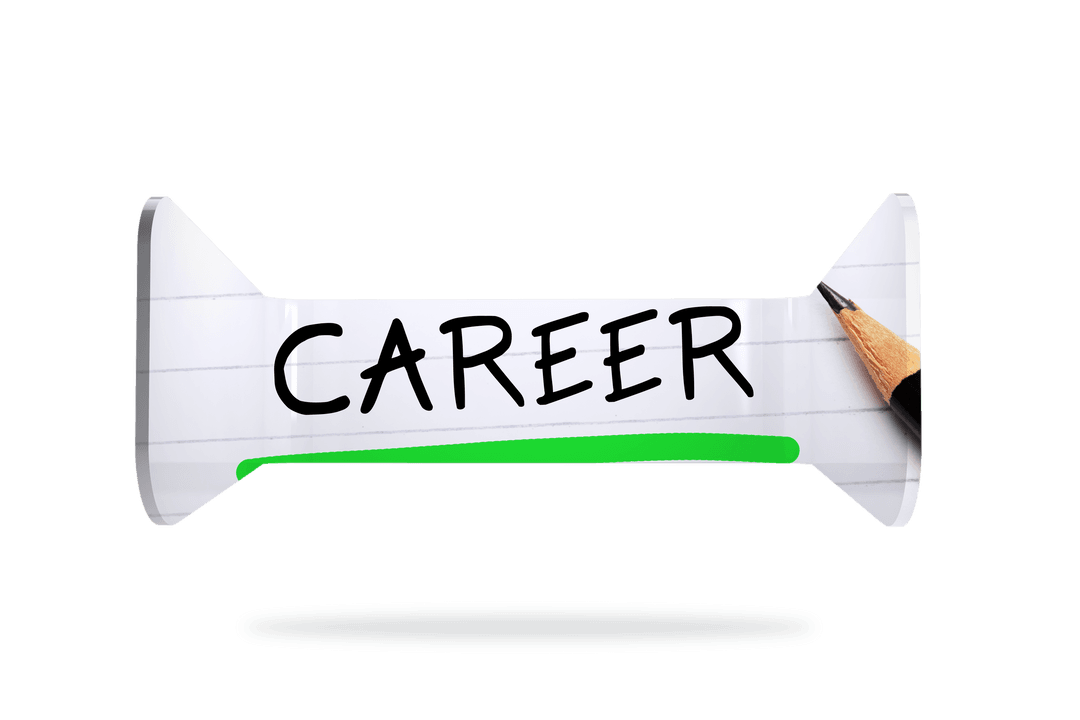 Career Text on Transparent Background with Pencil Design