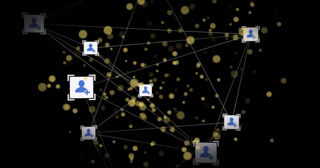 Networking Digital Interface with Media Icons and Data Points