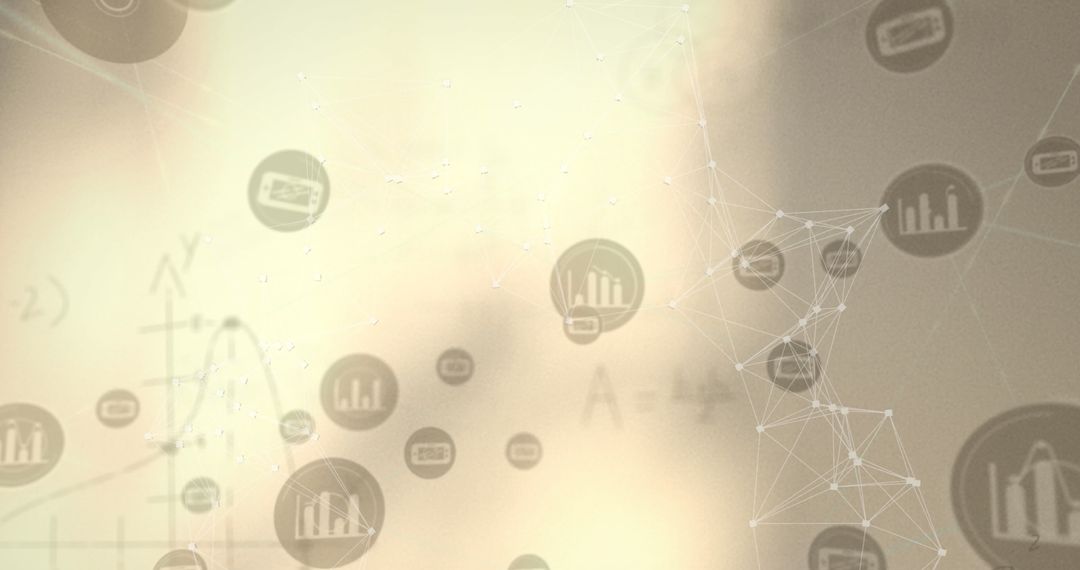 Digital Business Interface with Network Graphics Over Blurred Background