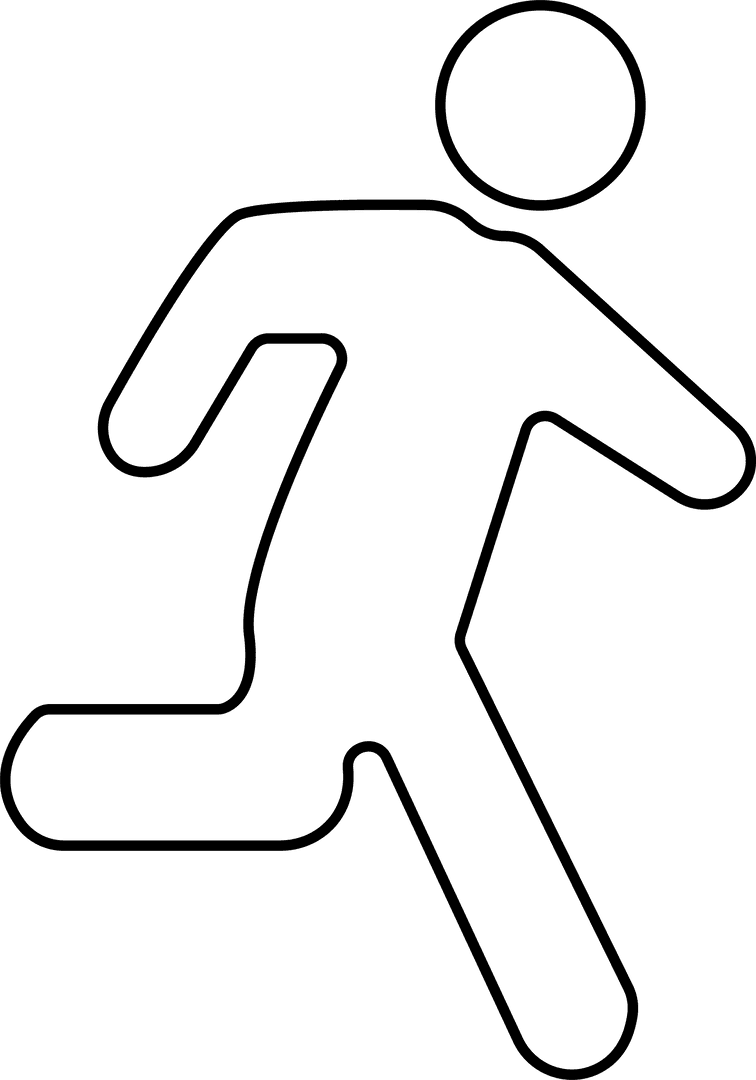 Minimalist Running Figure Silhouette on Transparent Background