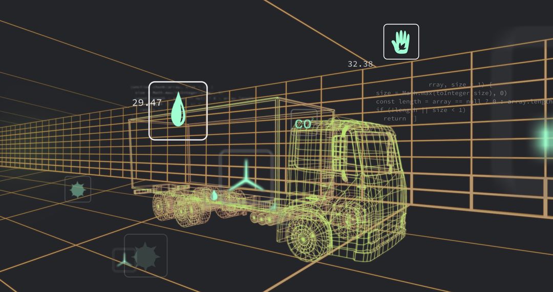 Automated Truck Production Graphic with Futuristic Technology Schema - Free Images, Stock Photos and Pictures on Pikwizard.com