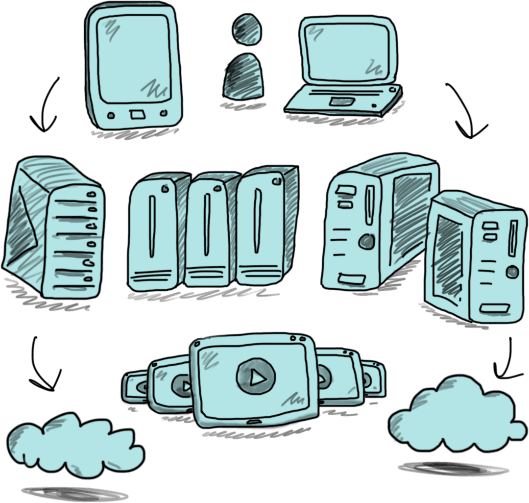 Digital Illustration of New Tech Devices on Transparent Background