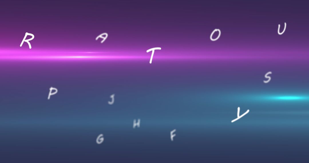 Abstract Floating Letters with Vibrant Color Technology Theme