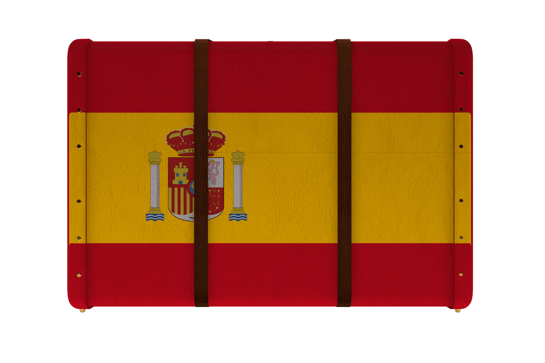 Spanish Flag Suitcase on Transparent Background for Travel Concepts