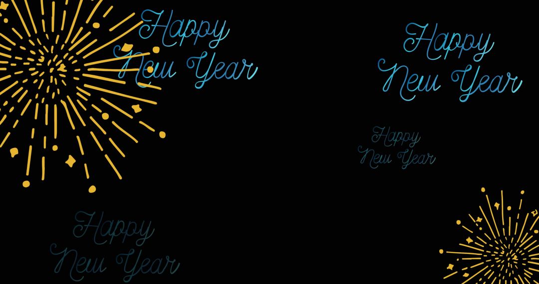 New Year Celebration Concept with Blue Text and Yellow Fireworks