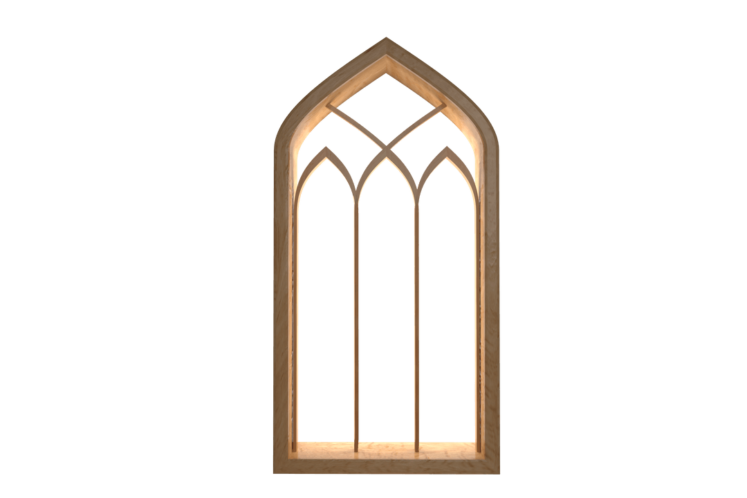 Gothic Arch Window Frame Isolated on Transparent Background