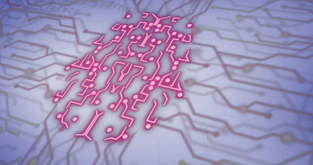 Digital Brain Concept with Circuit Board and Connections