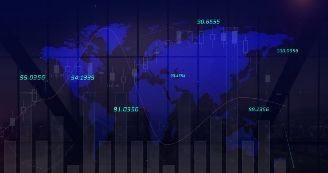 Global financial data with digital chart interface
