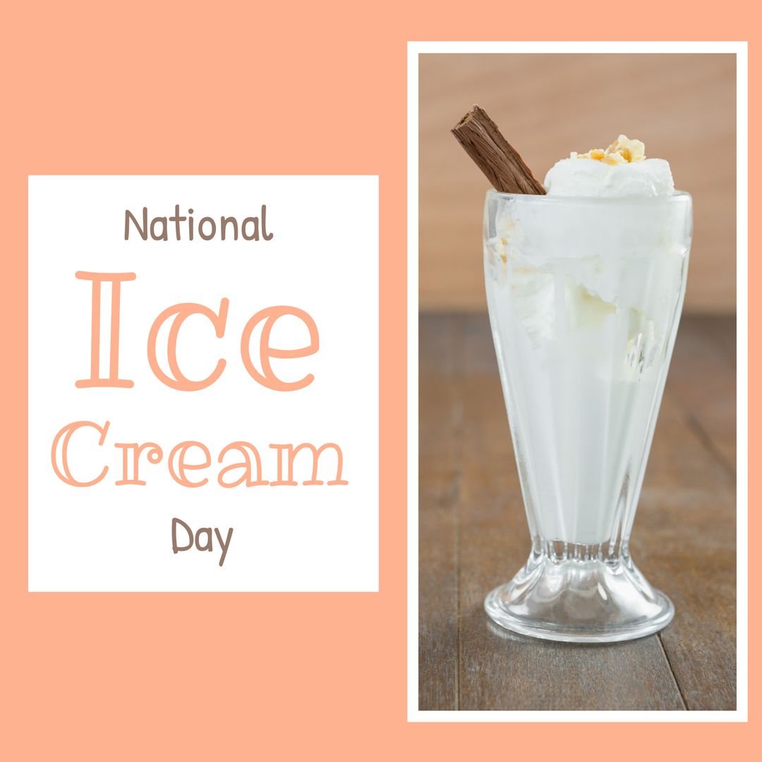 National Ice Cream Day Celebration with Vanilla Ice Cream in Glass - Download Free Stock Templates Pikwizard.com