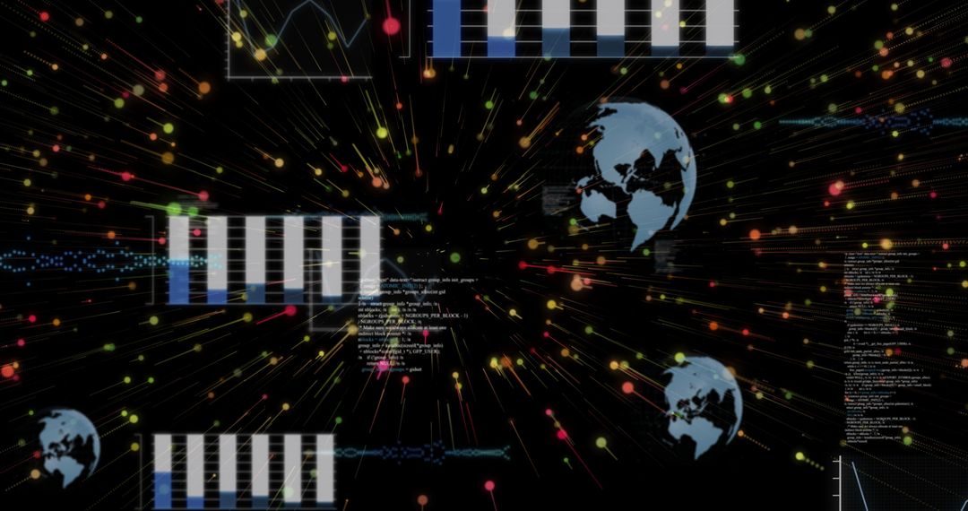 Futuristic Digital Network Data Visualization with Light Effects