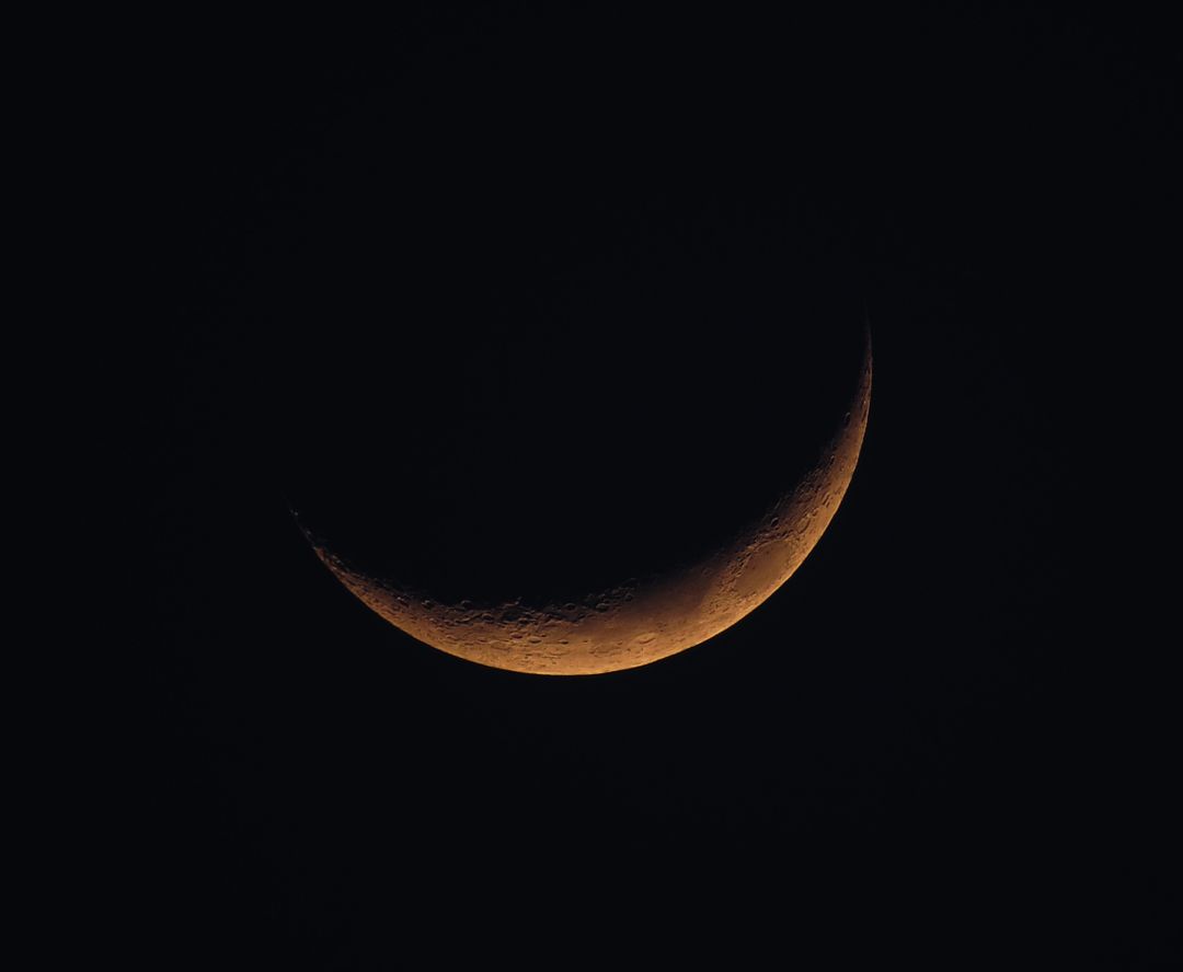 Waxing Crescent Moon in Starless Night Sky - Free Images, Stock Photos and Pictures on Pikwizard.com