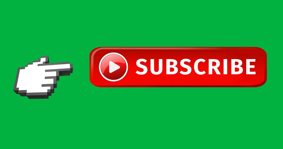 Digital Subscribe Button with Play Icon and Pointer on Green Background