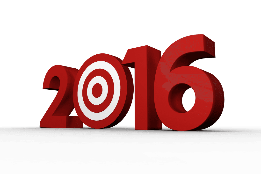 2016 Typography with Target Symbol on Transparent Background