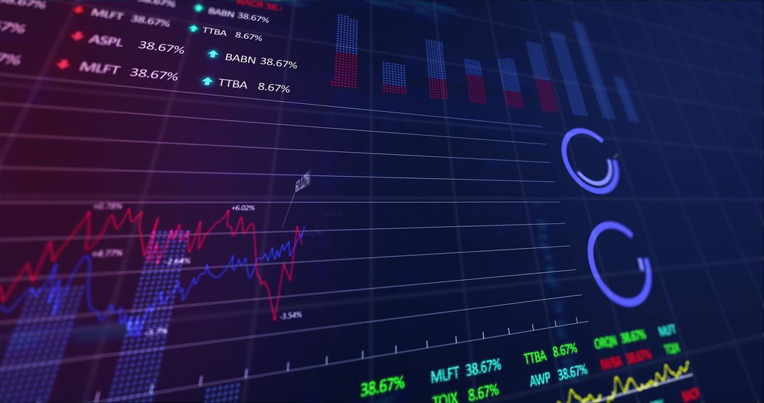 Dynamic Stock Market Ticker Display with Financial Graphs - Free Images, Stock Photos and Pictures on Pikwizard.com