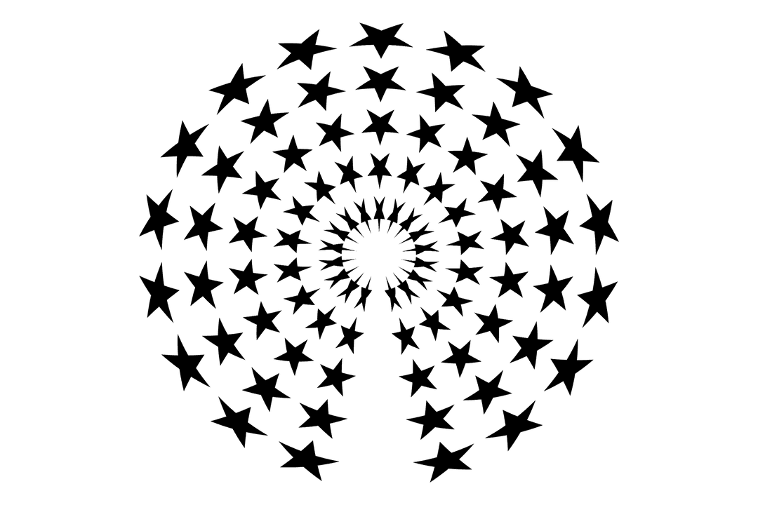 Transparent Black Star Shapes Set on Clear Background