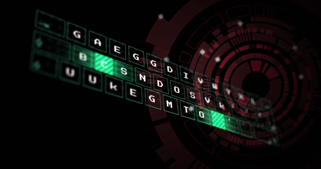 Abstract Data Processing Interface on Black Background