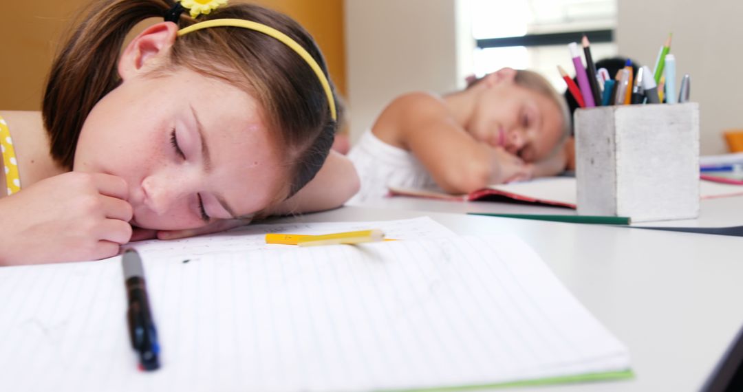 Tired Students Sleeping On Desk During Class - Free Images, Stock Photos and Pictures on Pikwizard.com