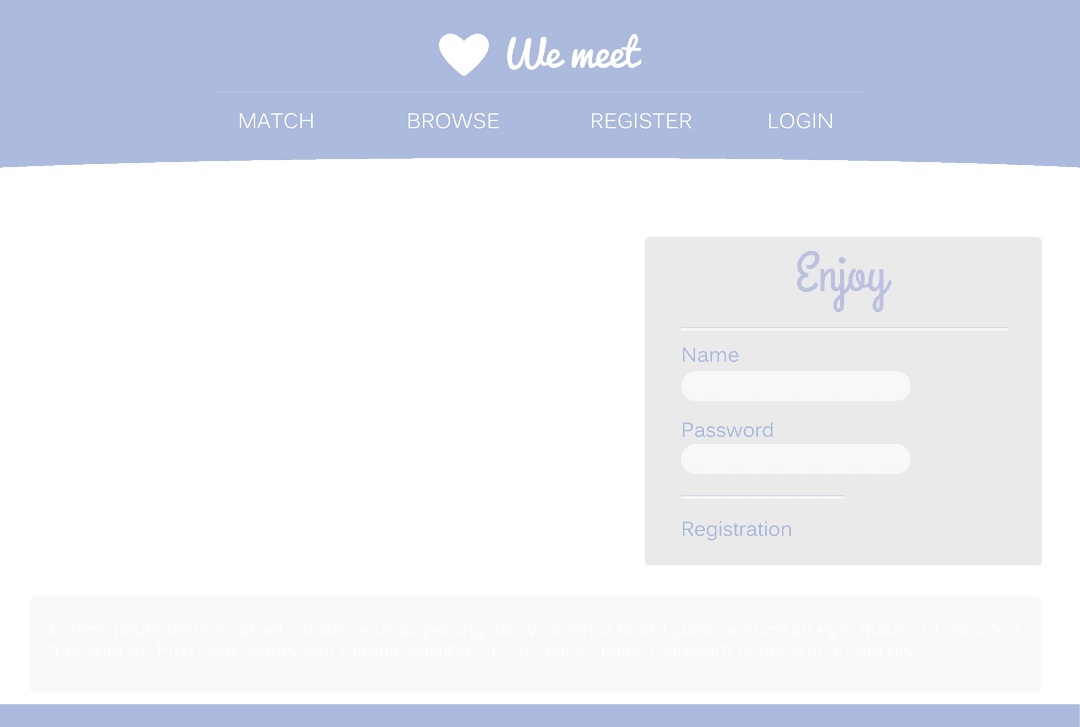 Transparent Hearts Matchmaking Login Interface