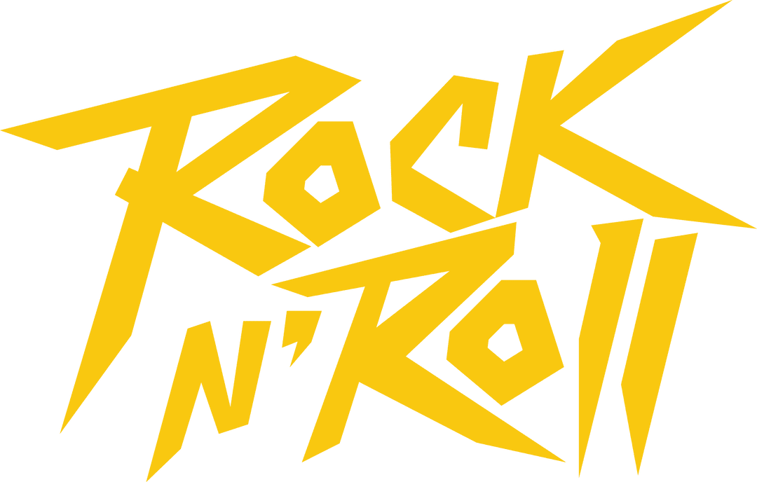 Energetic Yellow Flat Rock 'N' Roll Logo on Transparent Background