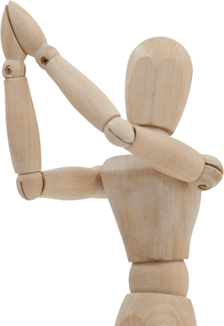 Wooden Art Mannequin in Transparent Background Joining Hands