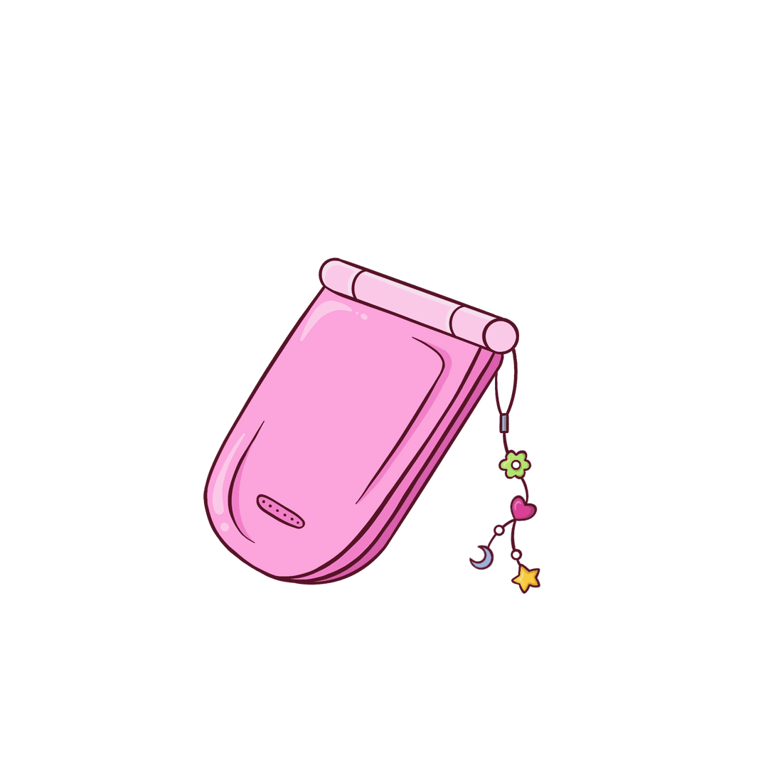 Pastel Pink Clamshell Mobile with Charming Strap on Transparent Design