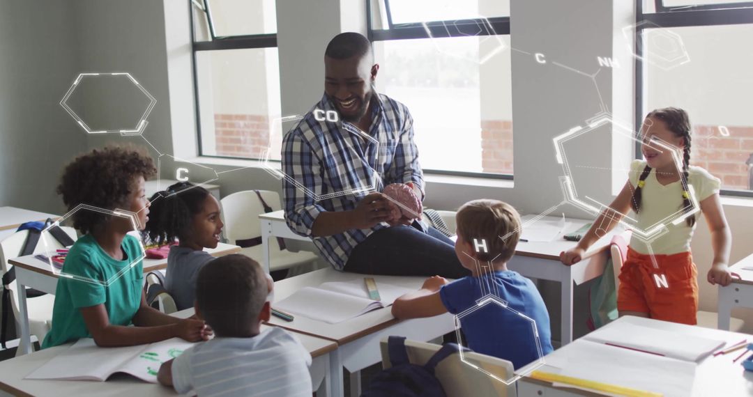 Teacher Encouraging Diverse Children's Interest in Science and Education