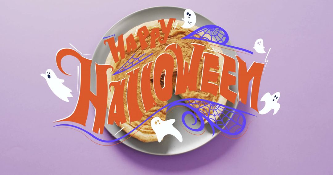 Halloween-Themed Pancakes with Ghost Illustrations